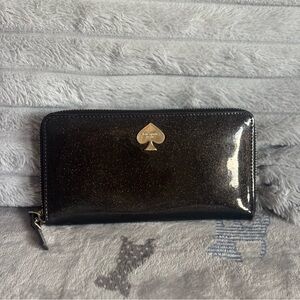 Kate Spade Black Sparkle Zip Wallet